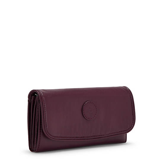 Kipling Money Land Metallic Snap Wallet Wallets Burgundy Lacquer | AU 2178RV